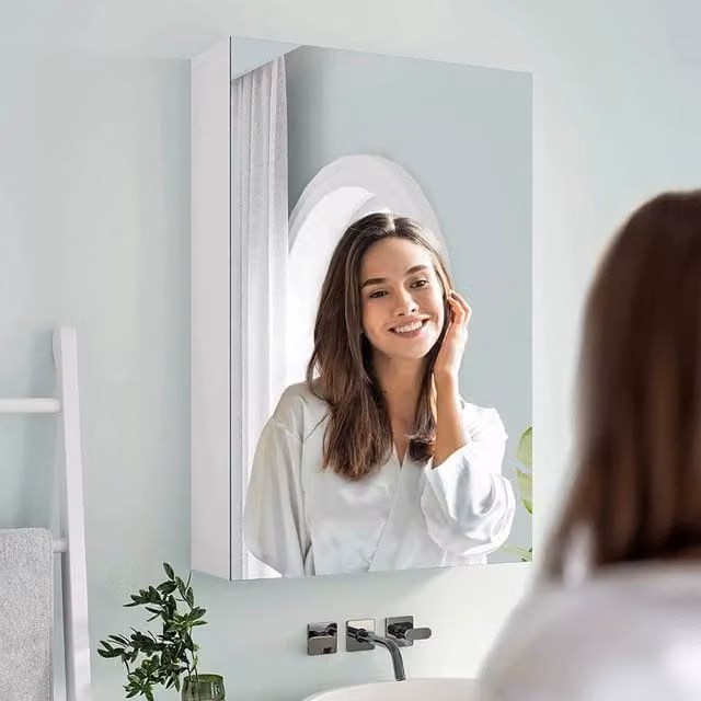 FORGEVIO White Wall Mounted Single Door Mirror Cabinet W/D/H: 50 x 70 x 12 cm – 1