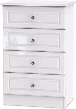 Welcome Balmoral White High Gloss 4 Drawer Midi Chest of Drawers