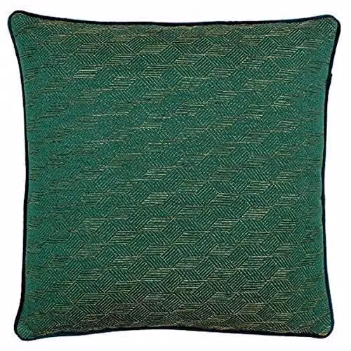 Paoletti Highbury Jacquard Cushion in Green and Gold with Graphic Design, W/D/H: 50 x 50 x 50 cm – 1