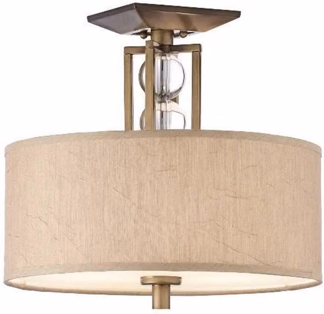 Elstead Celestial 3 Light Semi Flush Ceiling Light in Bronze and Beige with E27 Bulbs