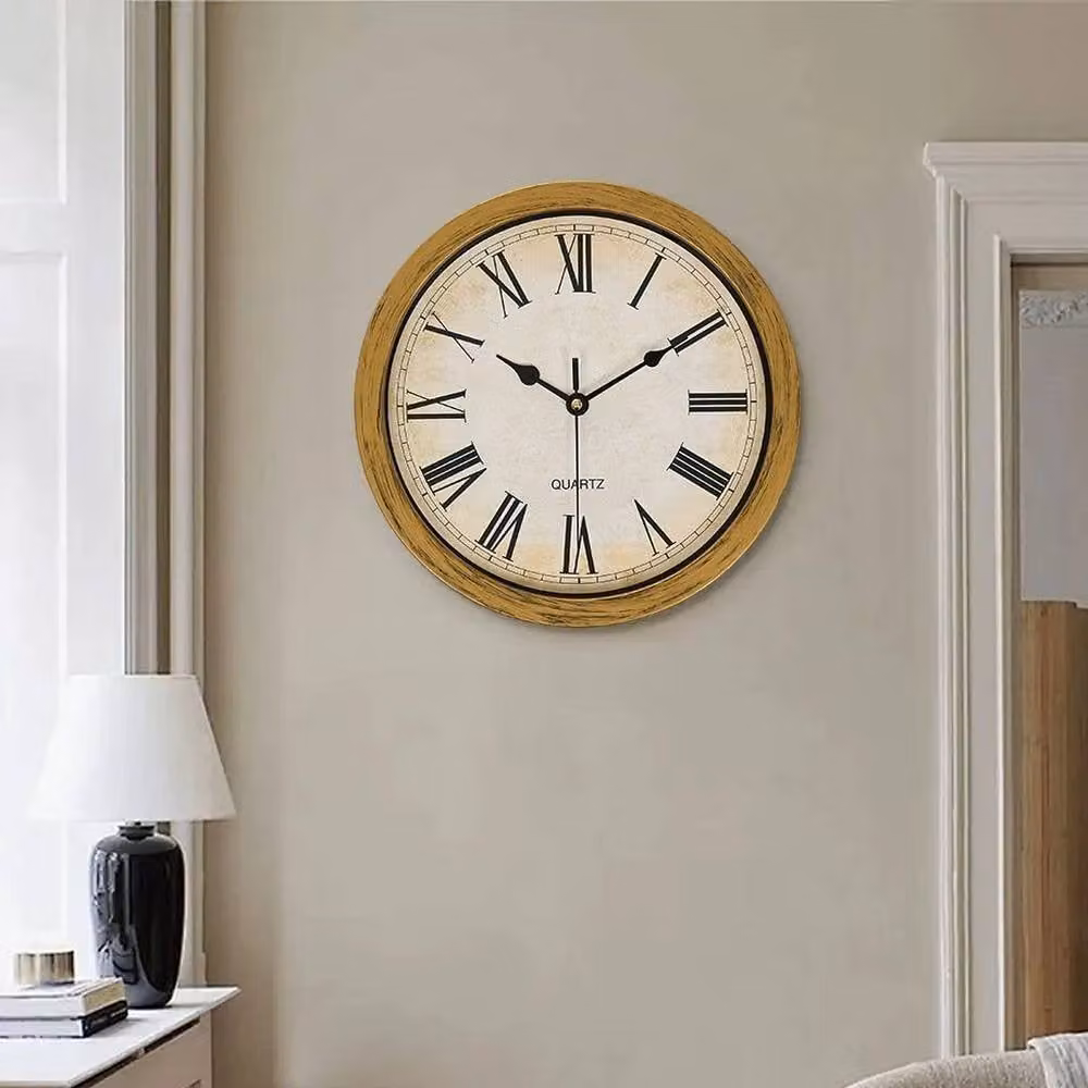 EONLION Gold Vintage Analog Round Wall Clock with Hidden Secret Safe Storage, Diameter: 100 cm – 4