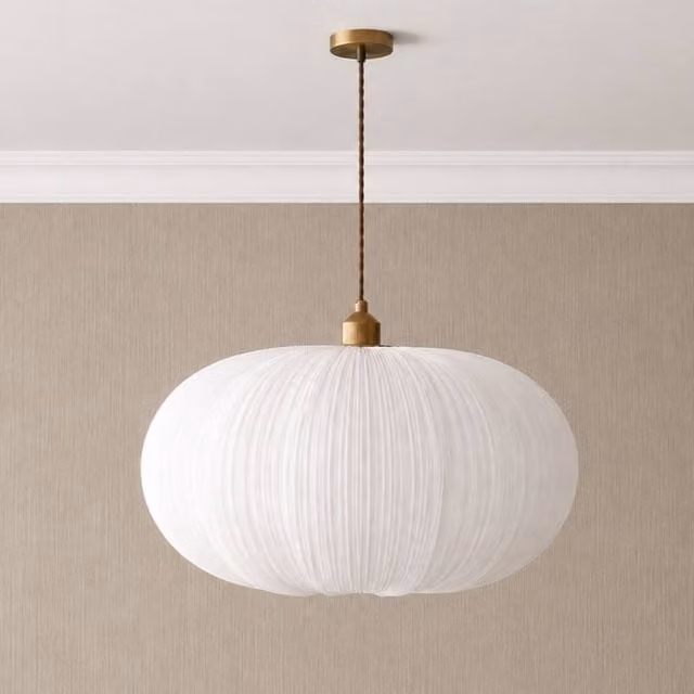 CGC Lighting Palmira Extra Large Oval Ruffled Silk Fabric Lampshade in White