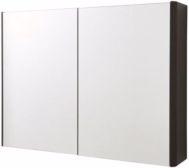 Clifton Matt Graphite 2-Door Mirror Bathroom Cabinet in Grey, H 60 cm x W 80 cm