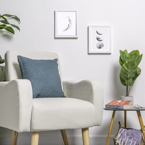 Nicola Spring Single Rectangular Photo Frame in White with Black or Grey Mount – 2