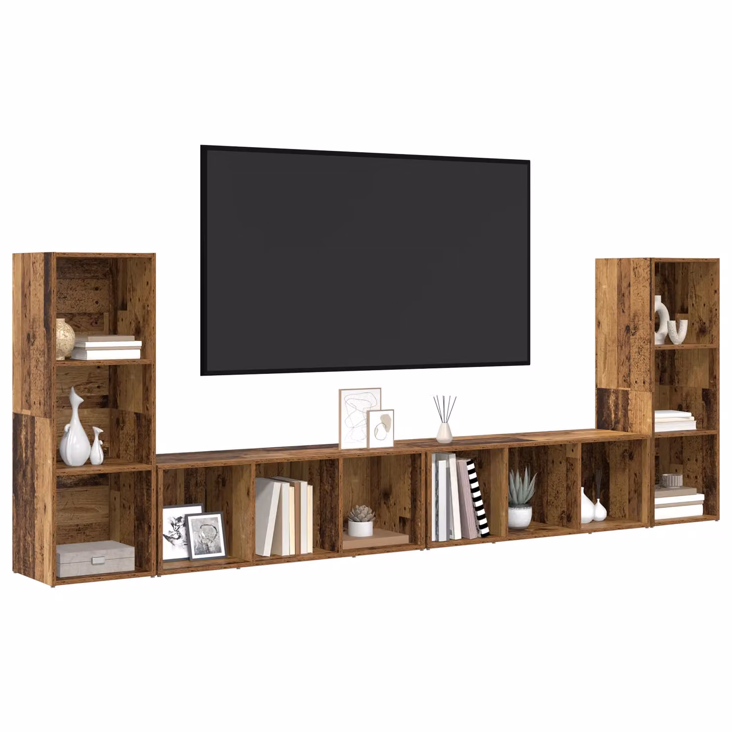 Berkfield Home Modern TV Cabinet with Shelves and Storage in Brown Old Wood Finish – 3