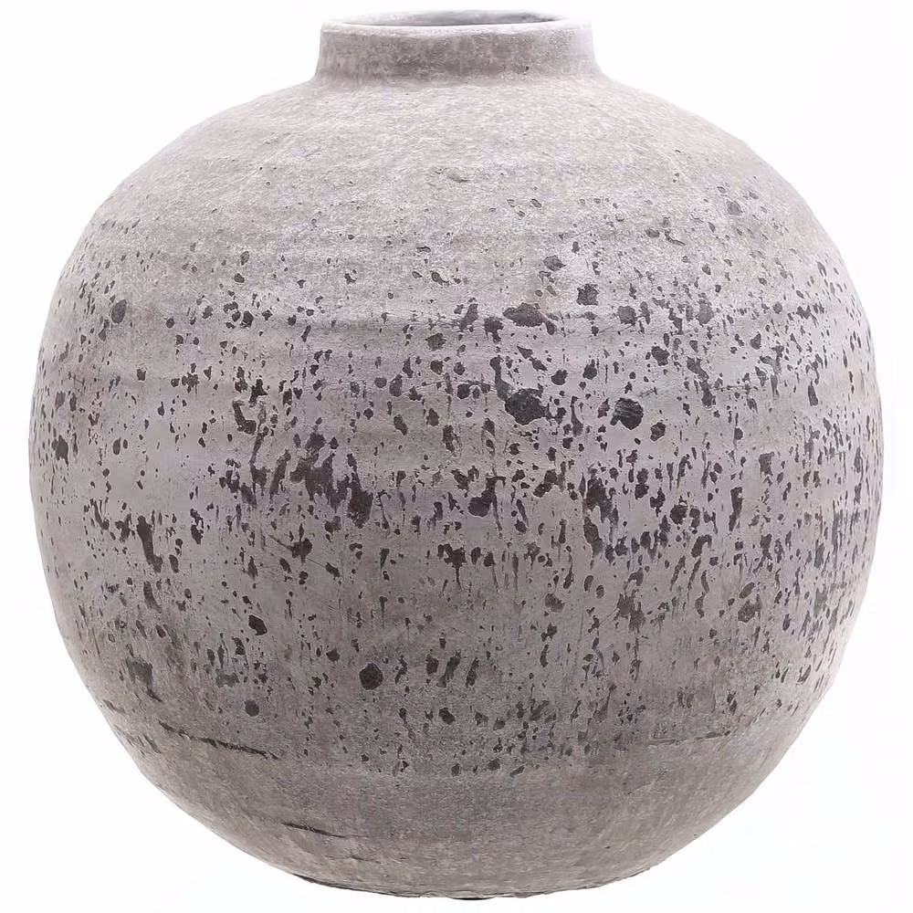 Wyld Haus Sunvale Round Ceramic Vase in Beige and Grey, H 28.0 cm – 2