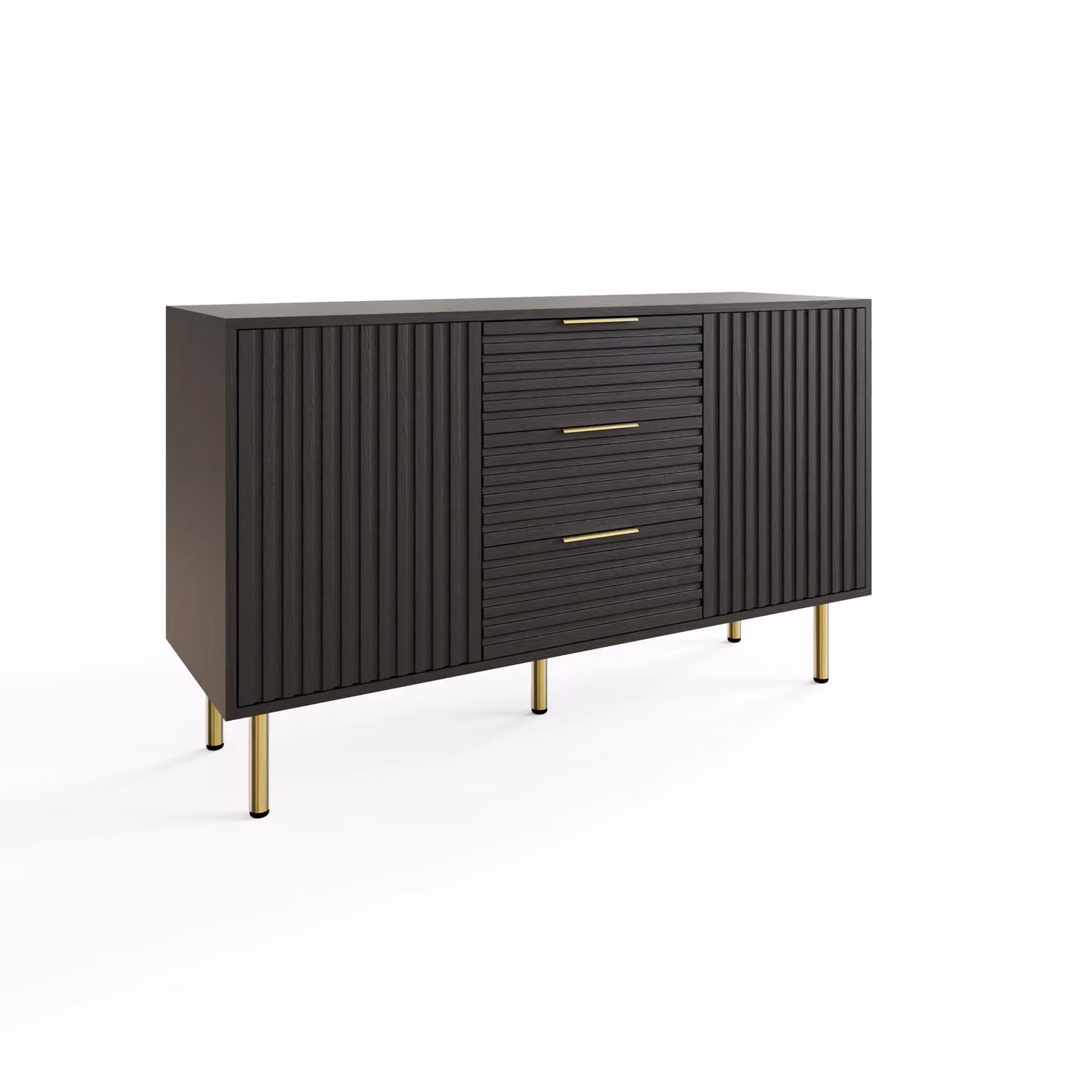 GFW Nervata Black and Gold 2 Door 3 Drawer Sideboard – 3