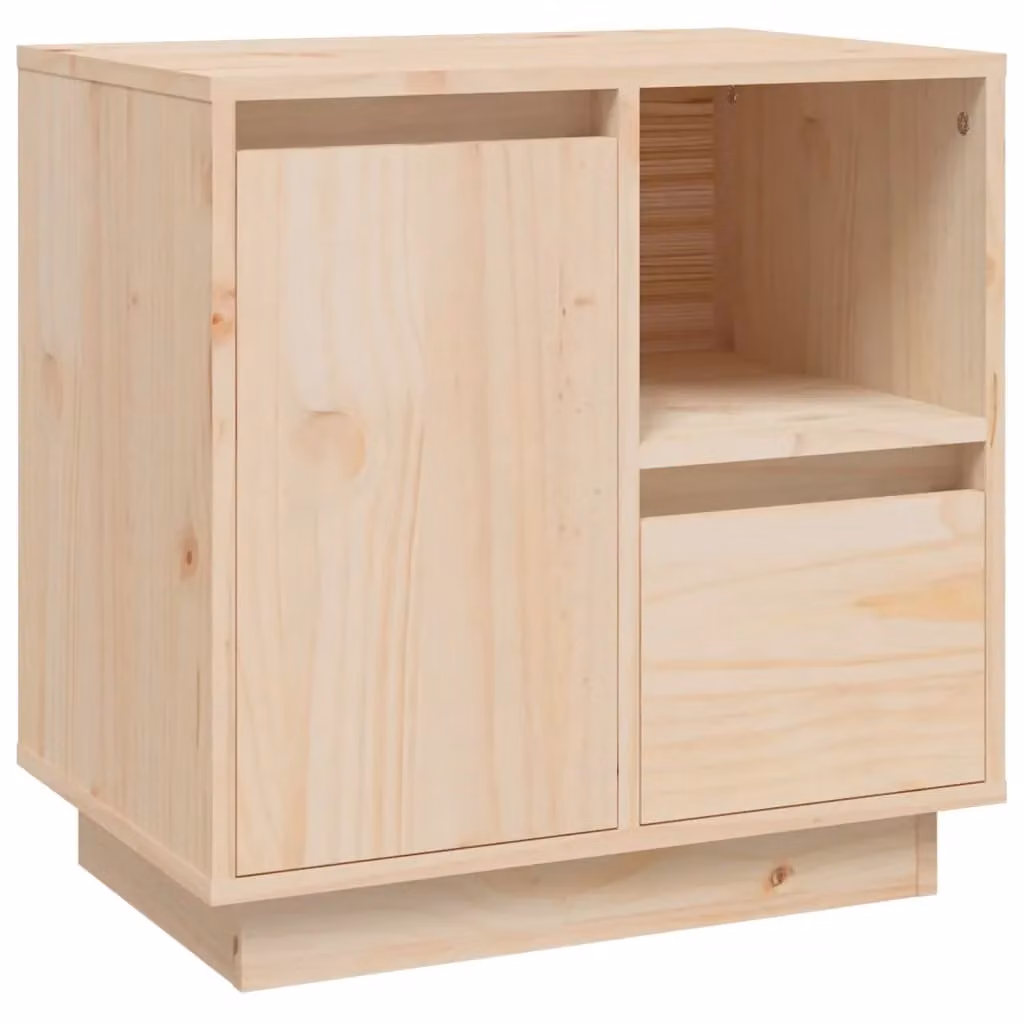 Berkfield Home Solid Wood Pine Bedside Cabinet in Brown and Beige, W/D/H: 50 x 34 x 50 cm