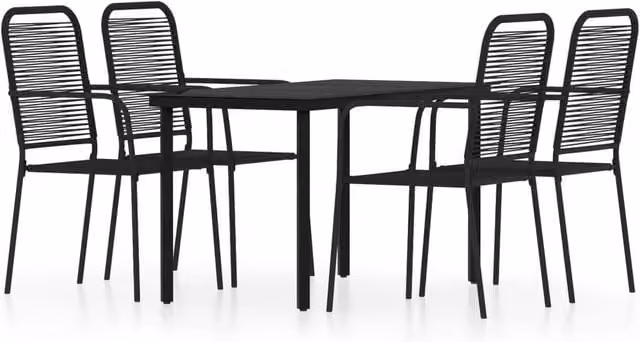 Berkfield Home 5 Piece Modern Garden Dining Set in Black Matt Metal and Glass – 1