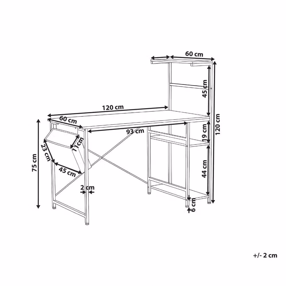 Wyld and Coco LED Gaming Desk in White MDF with Metal X-Frame – 2