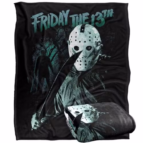 Warner Bros. Friday The 13th Lurk Silky Touch Super Soft Fleece Throw Blanket, Multicolour, W/H: 127 x 152.4 cm