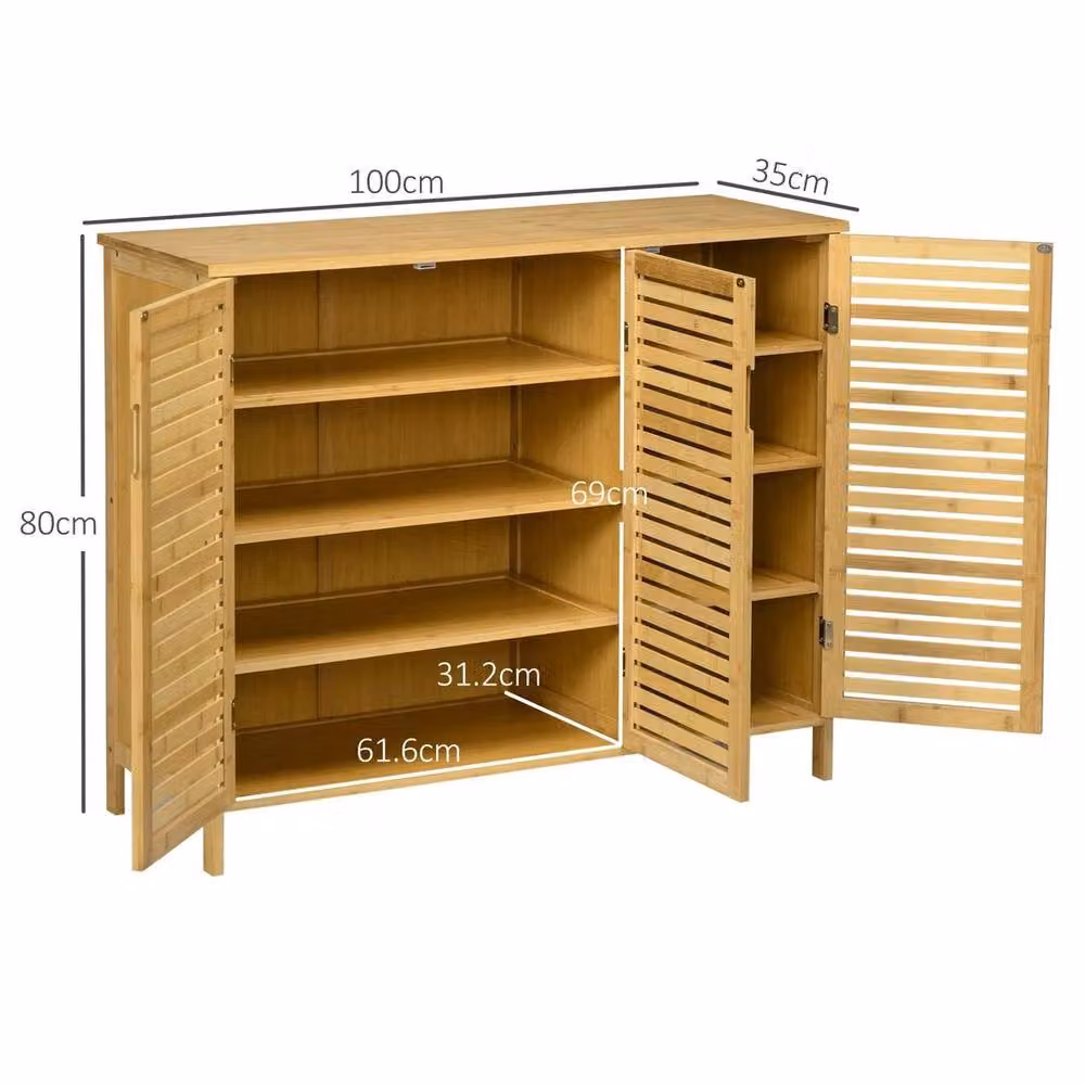 Kelvenix Bamboo Shoe Storage Cabinet in Sand for 16 Pairs of Shoes – 2