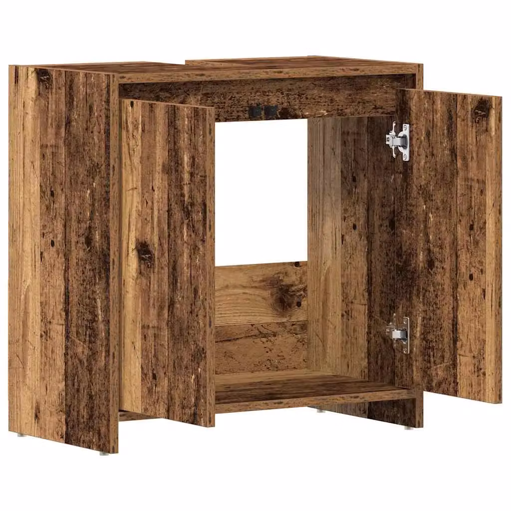 Berkfield Home Wall Mounted Bathroom Sink Cabinet in Old Wood Brown, W/D/H: 60 x 33 x 60 cm – 4