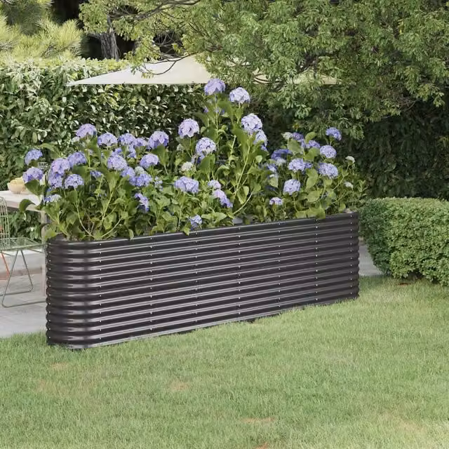 Berkfield Home Garden Powder-coated Steel Raised Bed in Anthracite Black, W/D/H: 260 x 40 x 68 cm – 1
