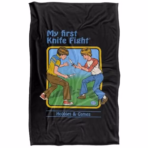 Steven Rhodes My First Knife Fight Silky Touch Super Soft Fleece Throw Blanket, Black, W/D/H: 91 x 147 cm