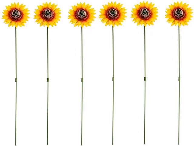 Garden Gear Metal Sunflower Ornamental Stakes Set in Yellow