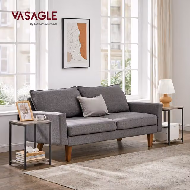 VASAGLE Set of 2 Industrial Style Side Tables in Brown and Black