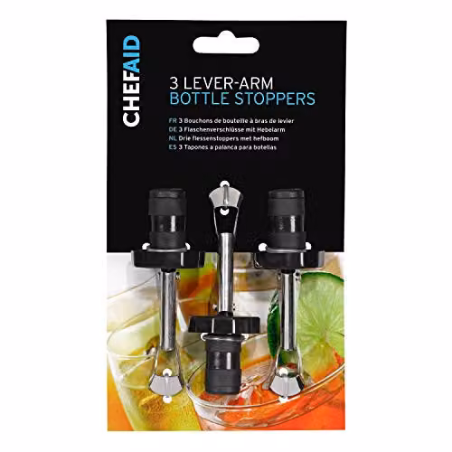 Chef Aid Set of 3 Multicolour and Black Bottle Stoppers, Dishwasher Safe – 1
