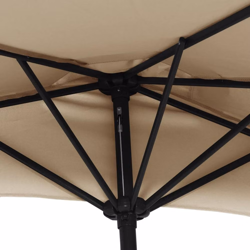 Berkfield Home Balcony Parasol with Aluminium Pole in Beige, W: 300 cm, D: 155 cm – 3