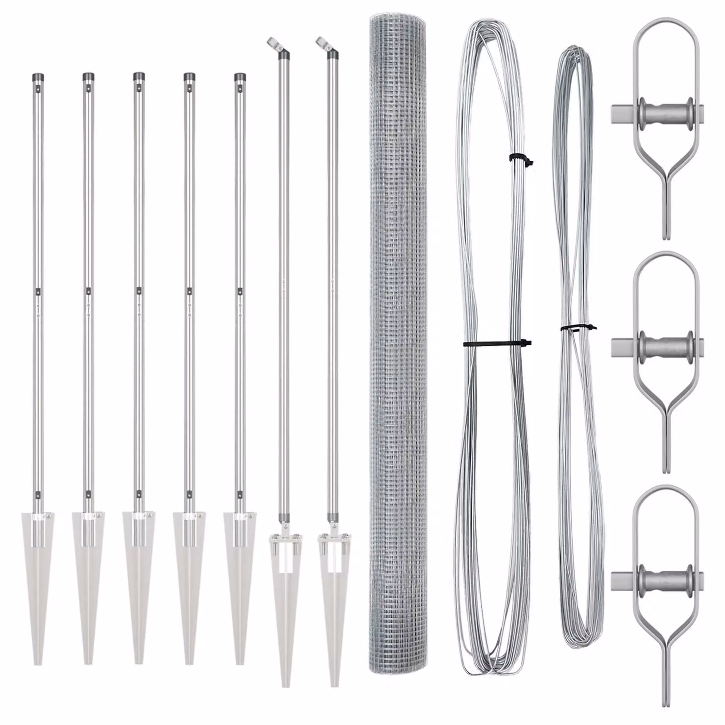 Berkfield Home Welded Wire Fence with 7 Spike Posts, Galvanised Steel, Silver, W: 10 m, H: 1.6 m – 2