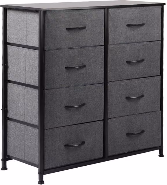 Levede Grey Storage Cabinet Tower Chest of 8 Drawers, H: 82 cm x W: 30 cm x D: 40 cm