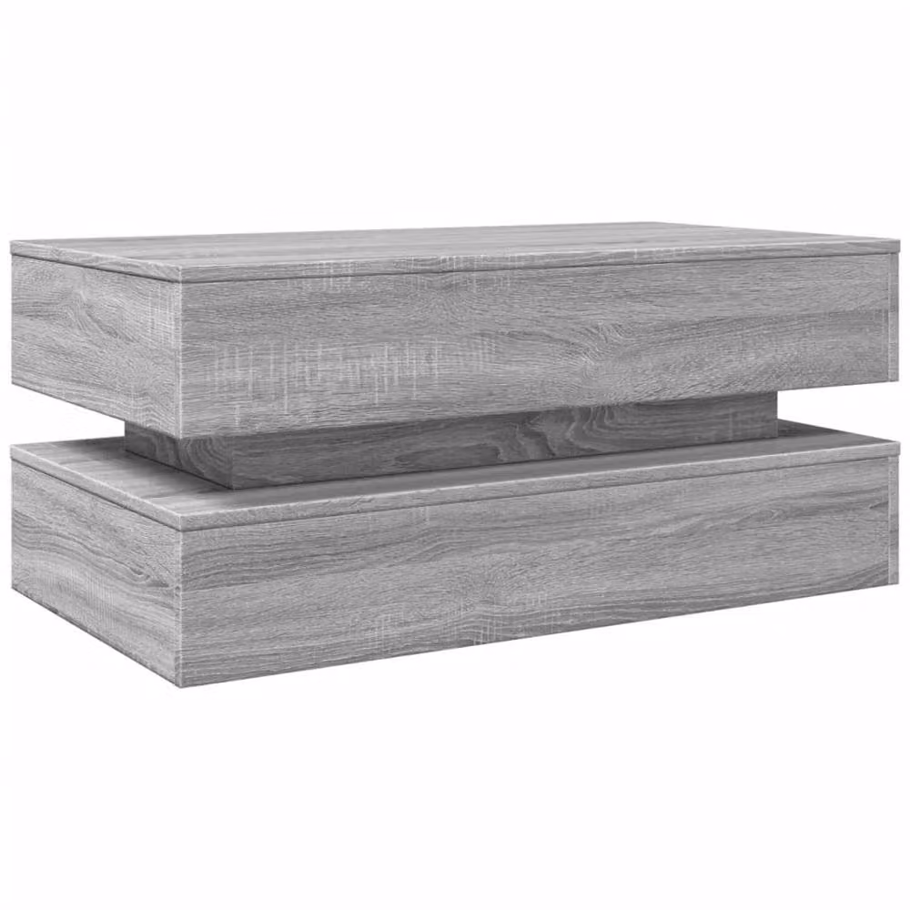 Berkfield Home Modern Grey Sonoma Coffee Table with LED Lights, W/D/H: 90 x 50 x 40 cm – 3