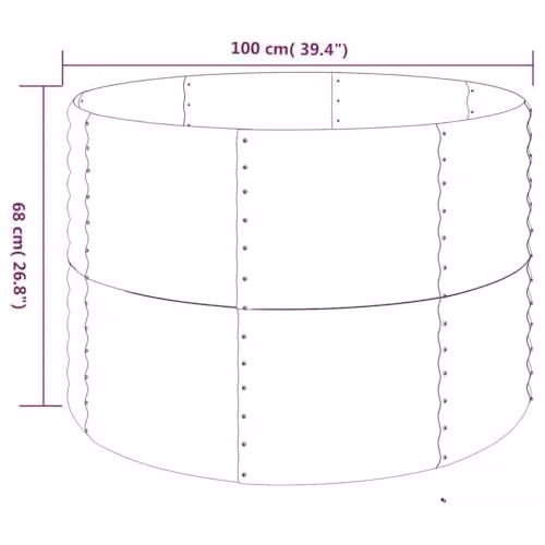 vidaXL Steel Planter Tub, Anthracite, W: 100 cm, D: 100 cm, H: 68 cm – 3