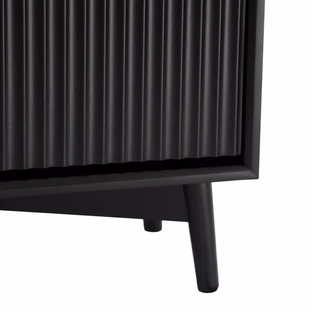 Home Garden Direct Monza Mid-Century Shoe Storage Cabinet with Fluted Doors in Black – 6
