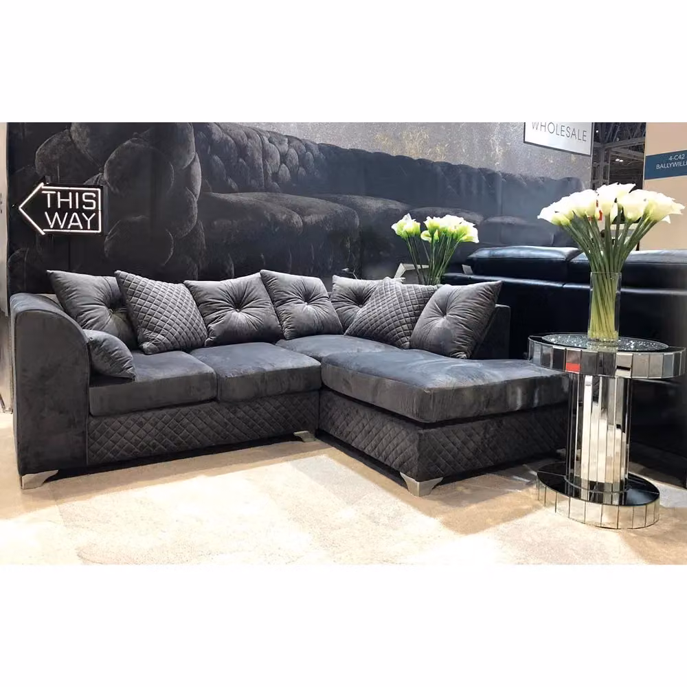 Snugg Furniture UK Limited Stork L-Shape Right Hand Facing Plush Velvet Sofa in Grey – 2