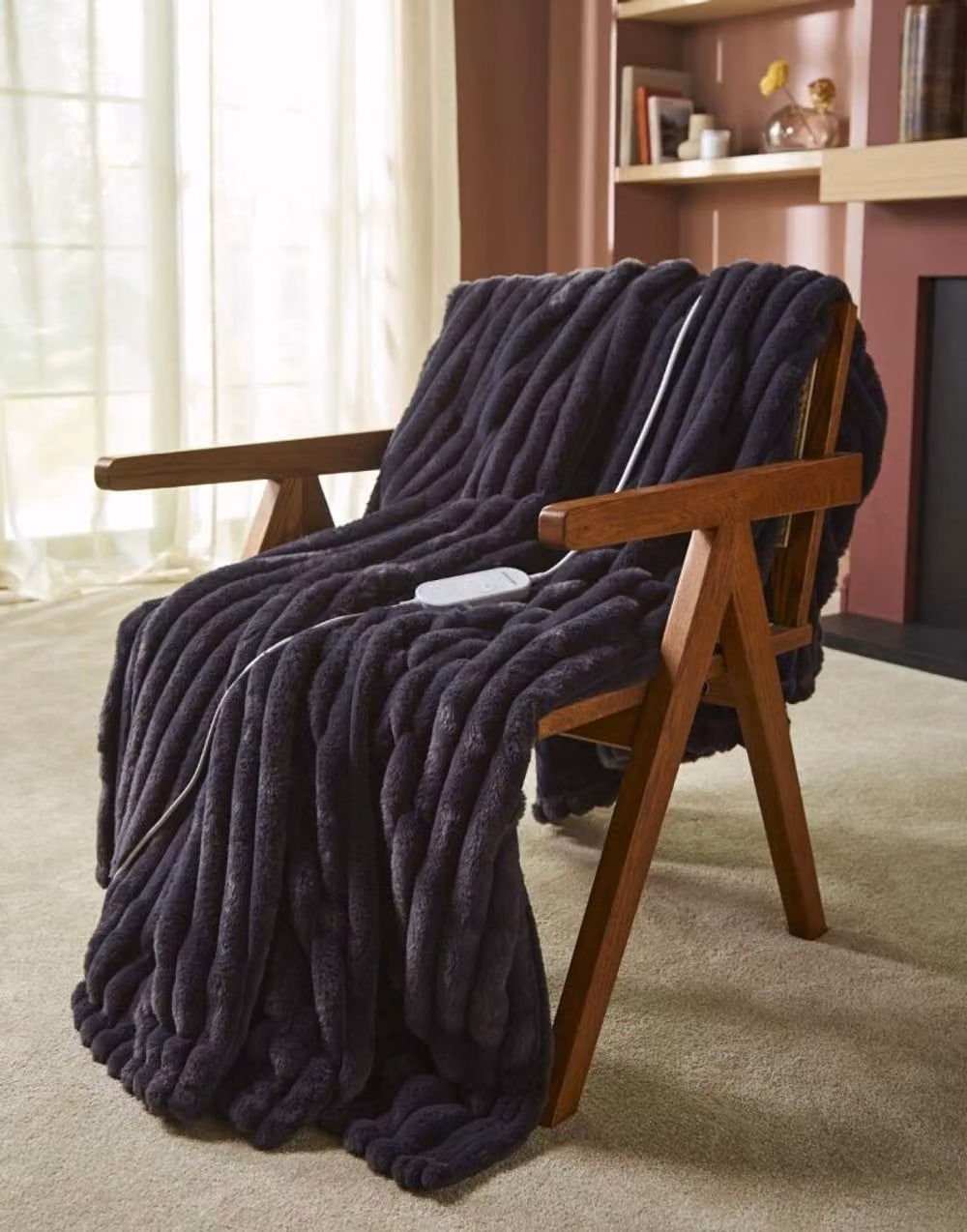 Morphy Richards EverCosy Large Luxury Striped Fleece Electric Heated Throw in Navy Blue – 4