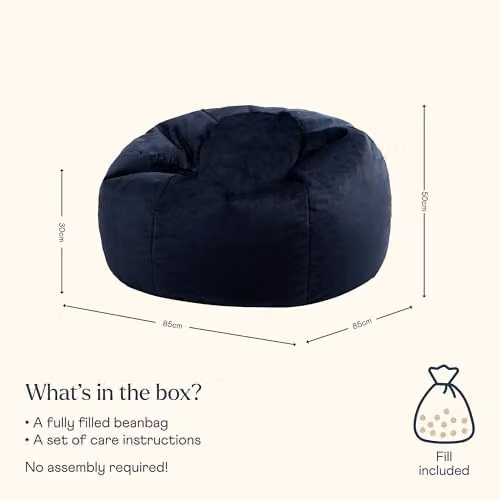 icon Kingston Classic Velvet Bean Bag Chair in Blue or Yellow – 6