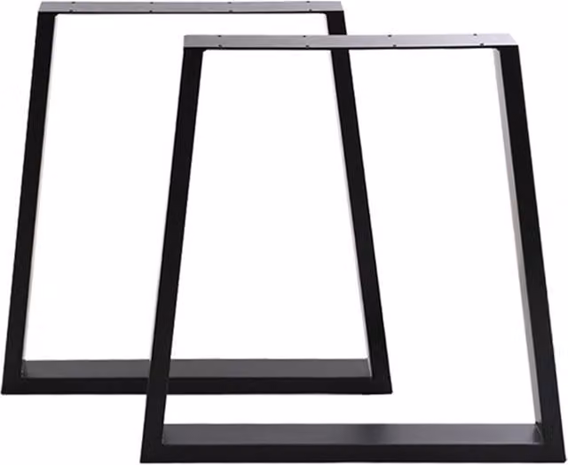Living and Home Set of 2 Industrial Steel Table Legs in Black, H 71 x W 7 x D 65 cm
