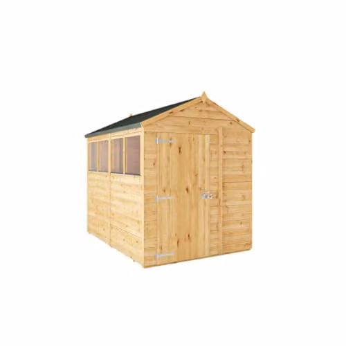 Waltons Premium Shiplap Apex Modular Wooden Garden Storage Shed in Brown with Glass Glazing, W/D/H: 240 x 180 x 223.8 cm – 1