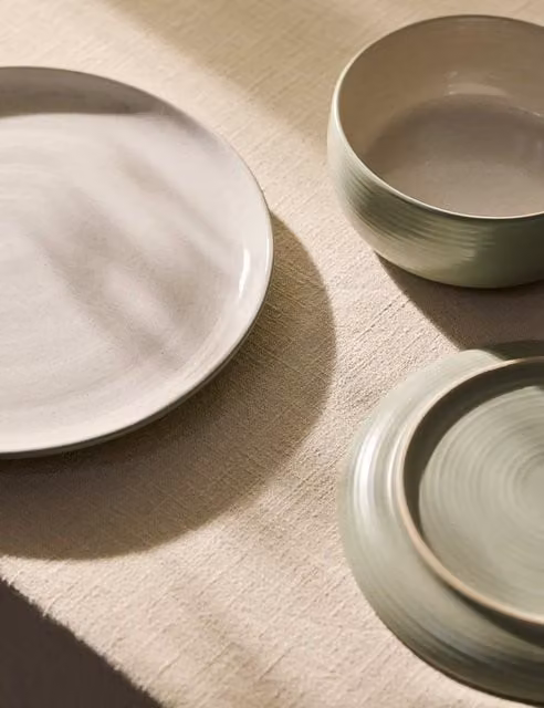 M&S Michigan 12 Piece Green Stoneware Dinner Set
