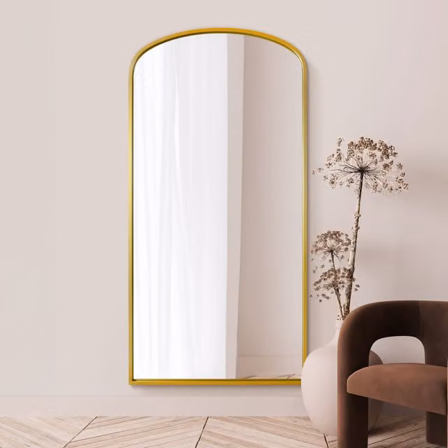 MirrorOutlet Angustus Gold Arch Wall Mirror in Gold