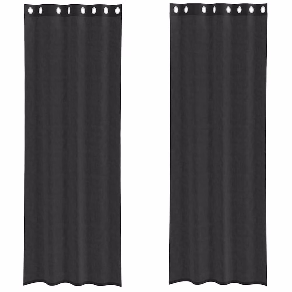 Berkfield Home Black Voile Eyelet Curtains, 2 Pack, W: 140 cm, H: 300 cm – 3