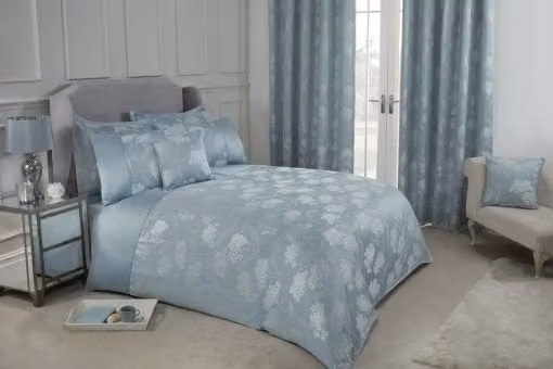 New Edge Blinds English Garden Blue Floral Jacquard Duvet Cover, W: 90 cm, L: 200 cm