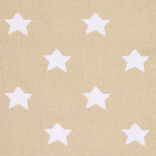 Homescapes Pure Cotton Stars Fabric, Beige and Brown, 150cm Wide
