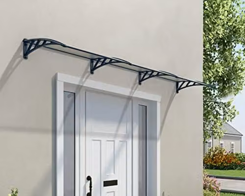Palram Canopia Neo Twinwall Door Awning Canopy in Grey, W: 76 cm, H: 25 cm, L: 357 cm – 1