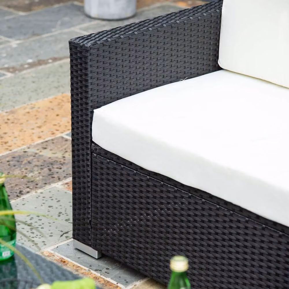 Wyld Haus Elrolo 4 Seater PE Rattan Outdoor Sofa Set with Coffee Table in Black and White – 8