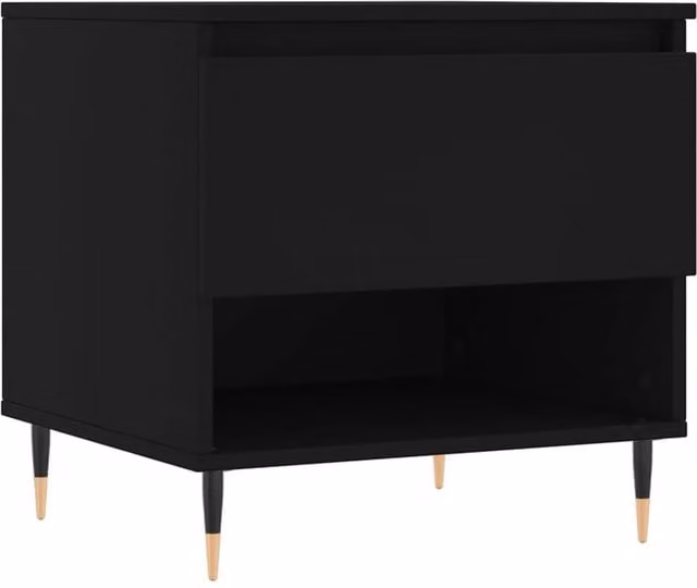 Berkfield Home Modern Black Square Coffee Table in Composite Wood W/D/H: 50 x 46 x 50 cm