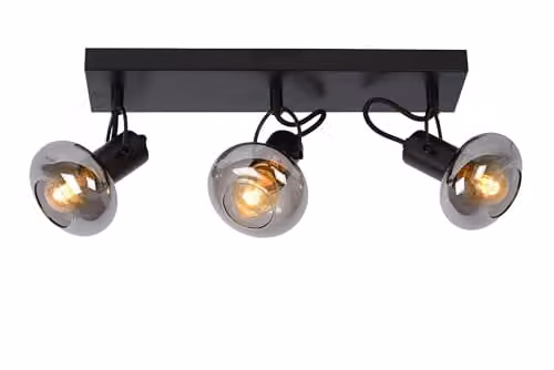 Lucide Madee Dimmable Adjustable Ceiling Spotlight Bar in Black with Transparent Glass
