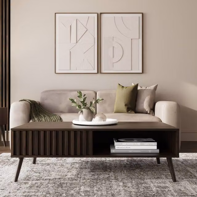 GFW Rowan Mid-Century Rectangular Coffee Table in Walnut Brown