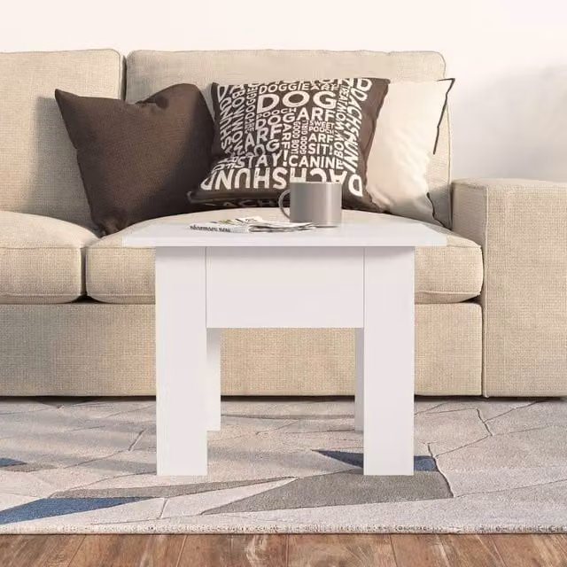 Berkfield Home Modern White Square Coffee Table in Composite Wood W/D/H: 55 x 55 x 42 cm – 1