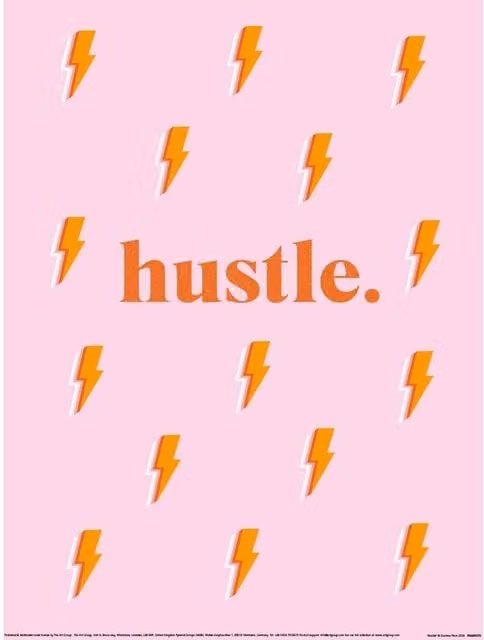 Duchess Plum Hustle Geometric Typography Paper Poster in Pale Pink