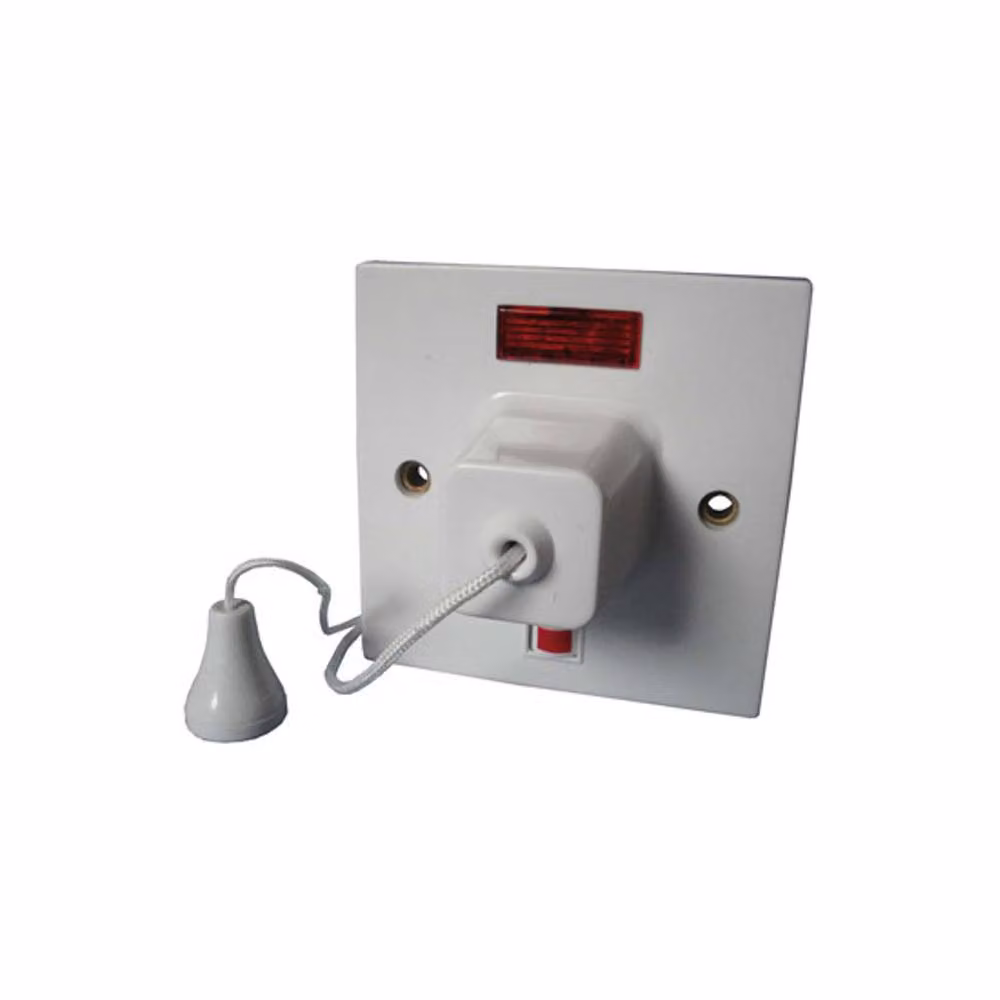 McAlpine 45A Double Pole Ceiling Pull Switch with Neon Indicator in White – 2
