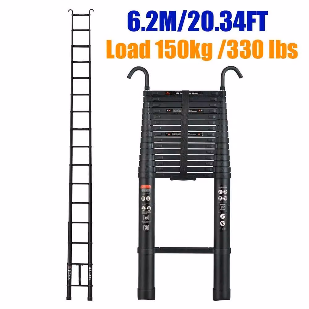SPETLEK 6.2m Telescopic Ladder in Black, W/D/H: 100 x 40 x 100 cm – 2