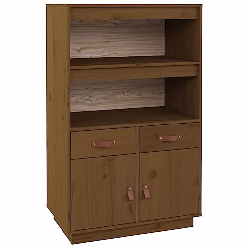 vidaXL Highboard in Honey Brown Solid Pine Wood, W: 67 cm, D: 40 cm, H: 108.5 cm
