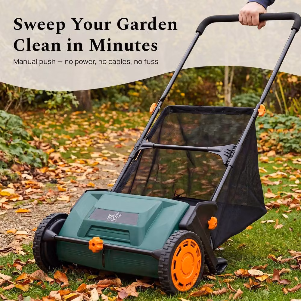 Pelle & Sol Manual Lawn Sweeper with Large Green Collection Bag – 2