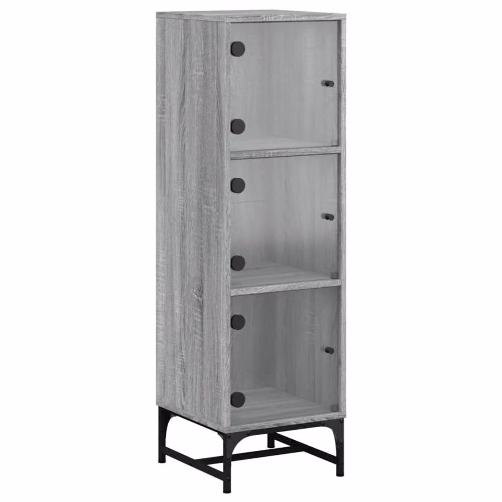 Berkfield Home Highboard with Glass Doors in Grey Sonoma, W/D/H: 35 x 37 x 120 cm – 2